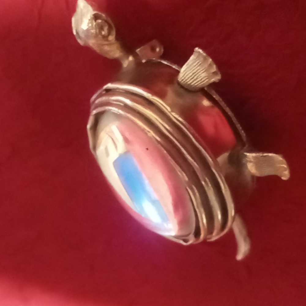 Turtle broach With A Large Crystal Shell Or   lapel pin.